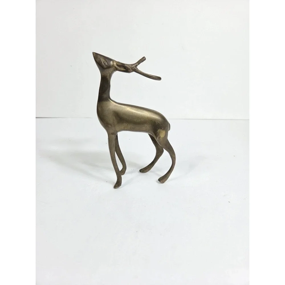 Vtg Mid Century brass buck deer figurine  6 inches tall